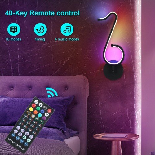 LEDs Dimmable RGB Musical Note Light Symphony Table-Wall Lamp Night Lights APP / Remote Control for Living Room Bedroom Bedside Atmosphered Lighting Decor