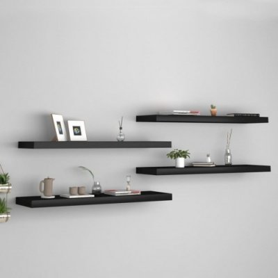 Wall Shelves 4 pcs Black 90x23,5x3,8 cm in MDF