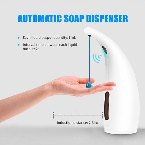 300mL Automatic Soap Dispenser Infrared Hand-free Touchless Soap Dispenser Dish Liquid Lotion Gel Shampoo Chamber Auto Hand Soap Dispenser for Bathroom Kitchen