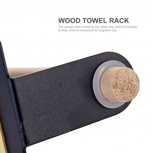 Wood Bath Towel Rack Bathroom Shelves Wall Mounted Nail-free Hanging Towel Holder Towel Bar Rustproof Iron Towel Shelf