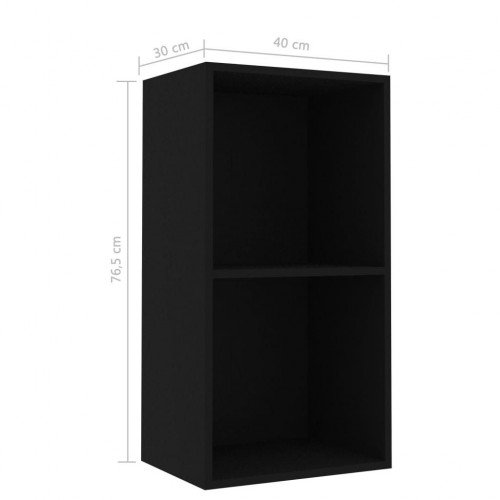 Bookcase 2 compartments black 40 x 30 x 76.5 cm chipboard