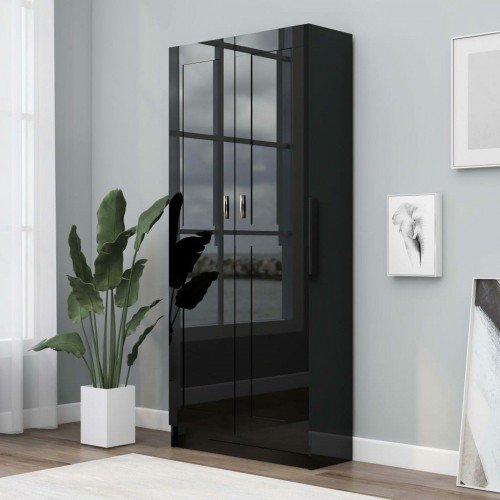 Bookcase high-gloss black 82.5x30.5x185.5 cm chipboard