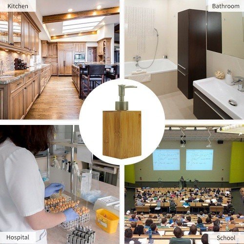 500mL Bathroom Soap Dispenser Lotion Shampoo Dispenser Bottle Holder Kitchen Bamboo Liquid Hand Soap Dispenser Pump