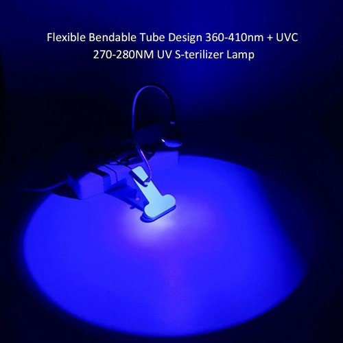 D C 5 V 1 W L-ED UVA 360-410nm + UVC 270-280NM UV Lamp Clamp Clip Light T-imer T-ime Setting T-iming Function Flexible Bendable Twistable Tube Design Portable for Home Livng Room Dining Room Bedroom Present Gift