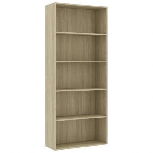 Bookcase 5 compartments Sonoma oak 80 x 30 x 189 cm chipboard