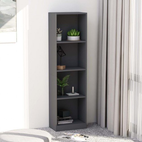 Bookcase 4 compartments gray 40 x 24 x 142 cm chipboard