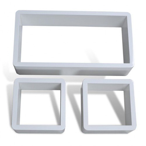 Decorative cube shelf Wall shelf (set of 3) Round Corner White