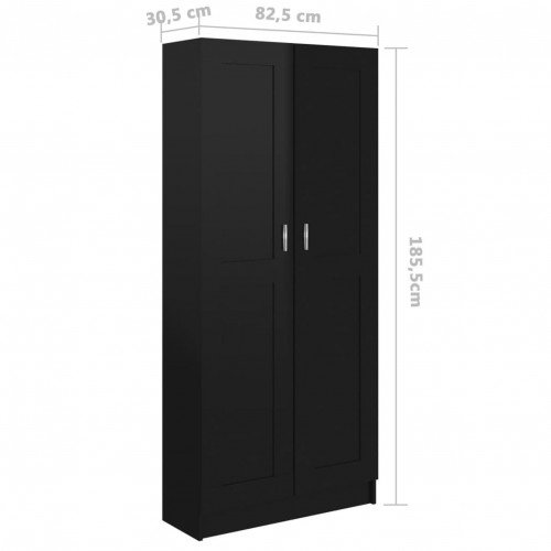 Bookcase high-gloss black 82.5x30.5x185.5 cm chipboard