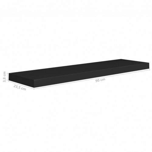 Wall Shelves 4 pcs Black 90x23,5x3,8 cm in MDF