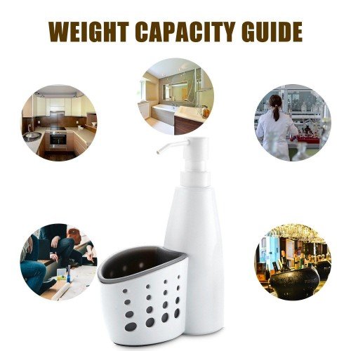 400mL Bathroom Soap Dispenser with Sponge Holder Kitchen Sink Countertop Liquid Hand Soap Dispenser Pump Bottle Caddy with Storage Compartments