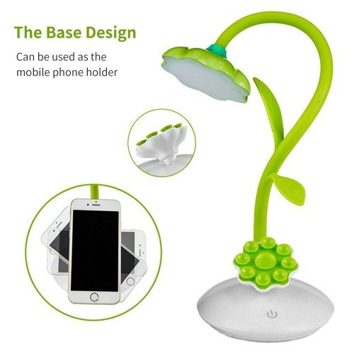 LEDs Desk Lamp with Phone Holder Base USB Rechargeable Night Light Touch Control Stepless Dimming Light 360