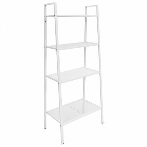 Ladder bookcase 4 levels metal white