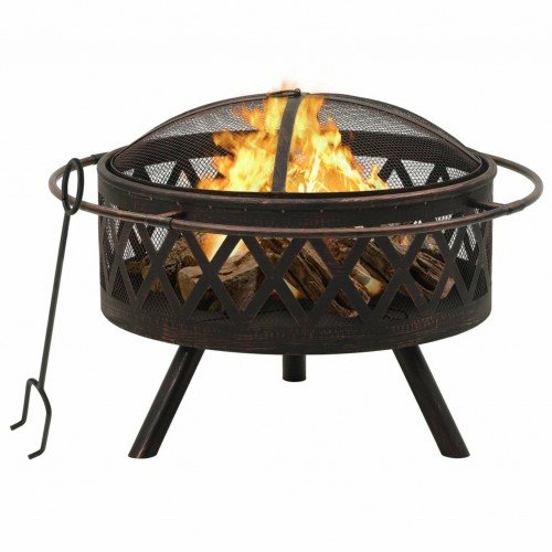 Rustic Fire Pit with Poker 29.9 XXL Steel"