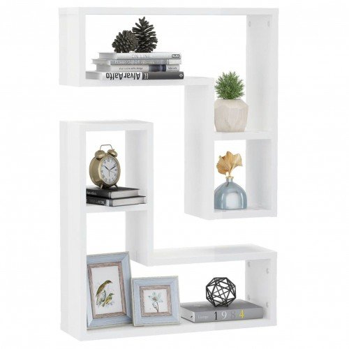 Wall shelves 2 pieces high-gloss white 50x15x50 cm chipboard