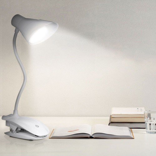 LED Clip On Reading Light 3 Brightness Levels USB Rechargeable Reading Lamp with Slick Touch Control