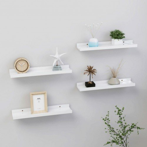 Wall Shelves 4 pcs High Gloss White 15.7"x3.5"x1.2"