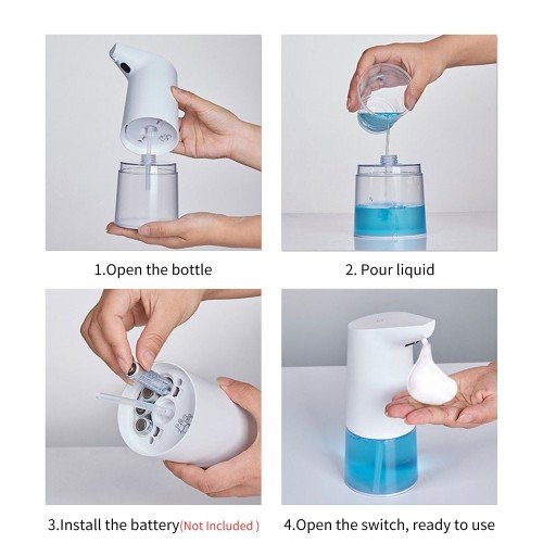 350mL Automatic Soap Dispenser Infrared Hand-free Touchless Soap Dispenser Foam Liquid Lotion Gel Auto Hand Soap Dispenser for Bathroom Kitchen