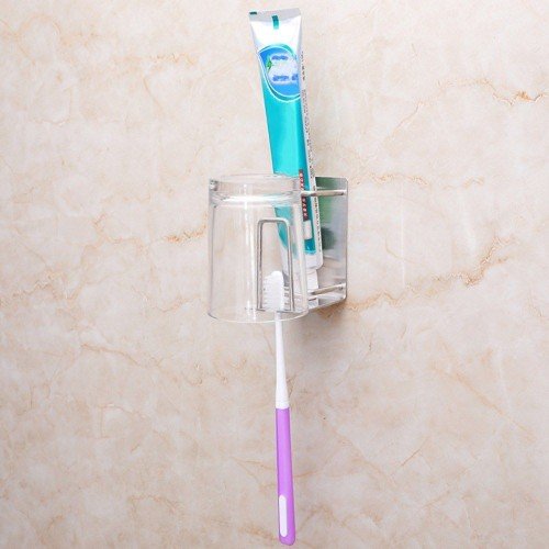 Toothbrush Holder Wall-mounted Toothbrush Stand Toothpaste Rinse Cup Holder Bathroom Organizer Storage Rack