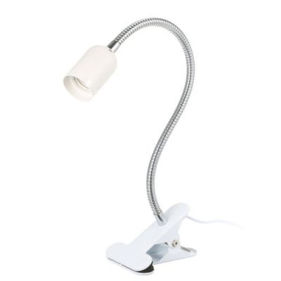 AC110-220V 50W E27 Bulb Base Socket Holder Desk Lamp (Bulb not Included) with Clamp Press Button Bendable Flexible Tube for Bedroom Living Study Room