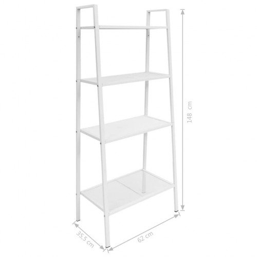 Ladder bookcase 4 levels metal white