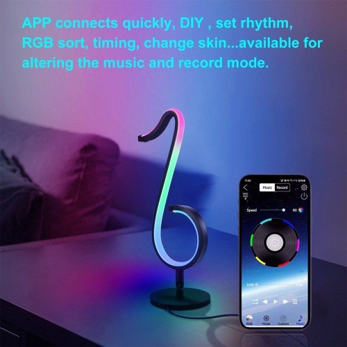 LEDs Dimmable RGB Musical Note Light Symphony Table-Wall Lamp Night Lights APP / Remote Control for Living Room Bedroom Bedside Atmosphered Lighting Decor