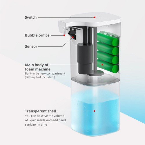 350mL Automatic Soap Dispenser Infrared Hand-free Touchless Soap Dispenser Foam Liquid Lotion Gel Auto Hand Soap Dispenser for Bathroom Kitchen