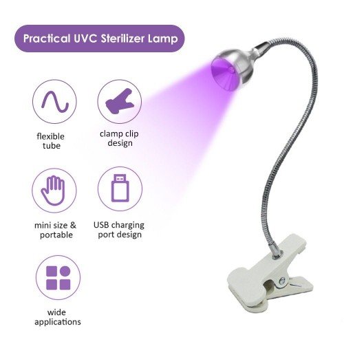 D C 5 V 1 W L-ED UVA 360-410nm + UVC 270-280NM UV Lamp Clamp Clip Light T-imer T-ime Setting T-iming Function Flexible Bendable Twistable Tube Design Portable for Home Livng Room Dining Room Bedroom Present Gift