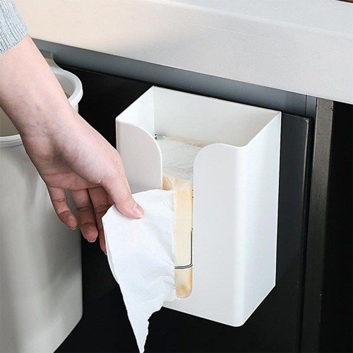 Paper Towel Dispenser Wall Mounted No-drilling Paper Towel Holder Dispenser Bathroom Toilet Tissue Dispenser Garbage Bags Dispenser Home Kitchen Paper Extraction Dispenser