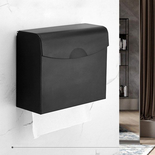 Paper Towel Dispenser Dual Dispensing Paper Towel Holder Dispenser Wall Mounted Drilling Waterproof Space Aluminum Bathroom Toilet Tissue Dispenser Kitchen Paper Towel Dispenser