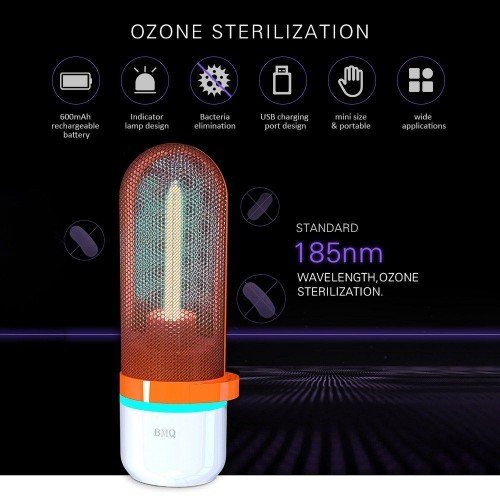 DC5 V 2.5W 185NM UV+ Ozone Sterilizing Light USB C-harging Port Indicator Pilot Lamp Design Built-in 600mAh High Capapcity Rechargeable B-attery Portable for Home Livng Room Dining Room Bedroom