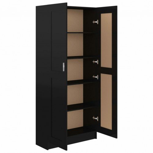 Bookcase high-gloss black 82.5x30.5x185.5 cm chipboard