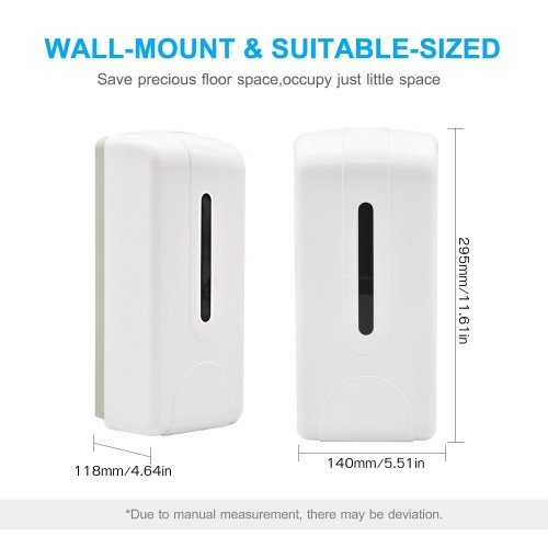 1000ml Automatic Liquid Dispenser Touchless Infrared Wall-mounted Alcohol Dispenser Hand Free Dispensing Device for School Supermarket Hotel