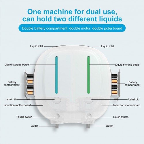 550mL x 2 Automatic Shampoo Dispenser 2 in 1 Infrared Touchless Wall Mounted Shower Soap Dispenser Drilling Drill-free Liquid Soap Dispenser for Shampoo Soap Conditioner Shower Gel