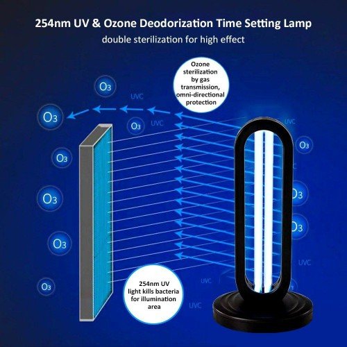 A C 220 V 38 W 254NM UV+ Ozone Timer Sterilizing Light Sterilization Lamp 3 Levels Adjustable T-ime Setting Timing Function Working Modes Indicator Pilot Lamp Design Mini Portable for Home Livng Room Dining Room Bedroom Office