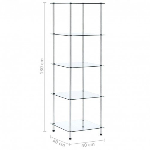 Shelf with 5 shelves transparent 40x40x130 cm tempered glass