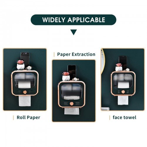 Wall-mounted Tissue Box Double-layer Paper Towel Dispenser Bathroom Self-Adhesive Toilet Paper Roll Holder Shower Facial Tissue Holder for Roll Toilet Paper Bathroom Waterproof Storage Box