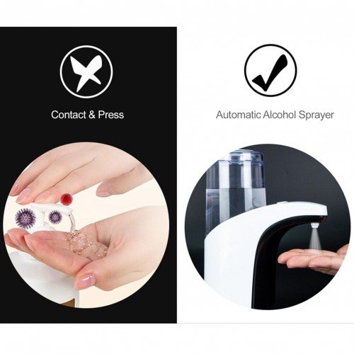 Automatic Alcohol Sprayer Automatic Soap Dispenser Spray Type 300mL Touchless Soap Dispensers with IR Sensor Hand Sanitizer Dispenser for Home Restaurant School Commercial Use