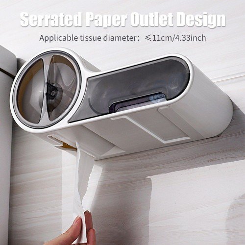 Bathroom Toilet Paper Holder with Shelf Paper Towel Dispenser Wall Mounted Paper Towel Holder Dispenser Roll Toilet Tissue Dispenser Garbage Bags Dispenser