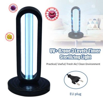 A C 220 V 38 W 254NM UV+ Ozone Timer Sterilizing Light Sterilization Lamp 3 Levels Adjustable T-ime Setting Timing Function Working Modes Indicator Pilot Lamp Design Mini Portable for Home Livng Room Dining Room Bedroom Office