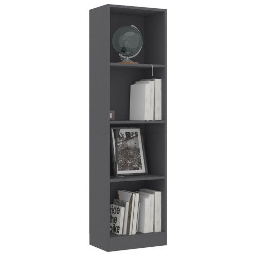 Bookcase 4 compartments gray 40 x 24 x 142 cm chipboard