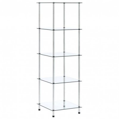 Shelf with 5 shelves transparent 40x40x130 cm tempered glass