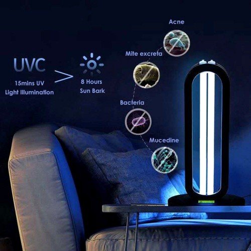 A C 220 V 38 W 254NM UV+ Ozone Timer Sterilizing Light Sterilization Lamp 3 Levels Adjustable T-ime Setting Timing Function Working Modes Indicator Pilot Lamp Design Mini Portable for Home Livng Room Dining Room Bedroom Office