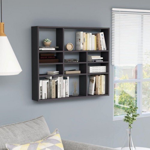 Wall shelf gray 90 x 16 x 78 cm chipboard