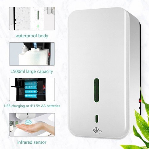 1500Ml Hand Sanitizer Dispenser Wall Mount Automatic Soap Dispenser Touchless Soap Dispenser Hand Free Soap Dispenser for Bathroom