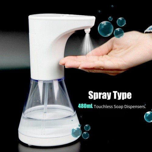 480mL Automatic Soap Dispenser Spray Type Touchless Soap Dispensers with IR Sensor Rinse-free Sanitizer Alcohol Disinfectant Dispenser for Home Commercial Use Hospitals