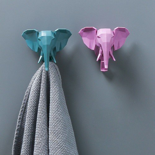 Adhesive Hooks Animal Head Wall Decor Wall Hooks Sticky Hangers Nail Free Bathroom Hooks for Coat Hats Keys Bags Purse Towels Decorative Gift