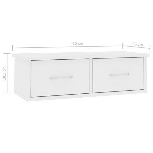 Wall-mounted Drawer Shelf White 60x26x18.5 cm Chipboard