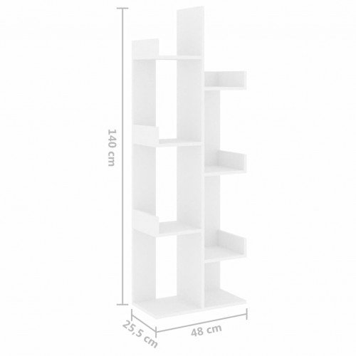 White bookcase 48x25,5x140 cm in chipboard