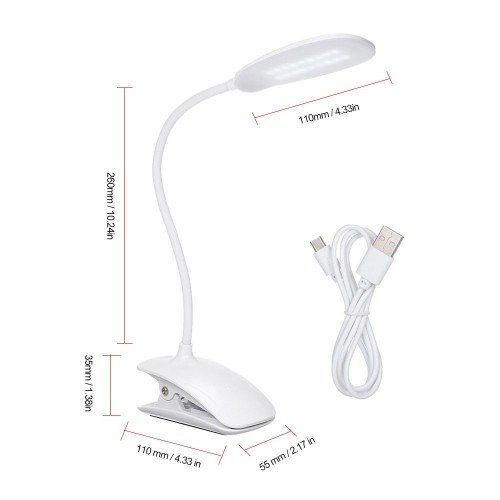 Dimmable Clip-on LEDs Rechargeable Desk Lamp Touching Control 360