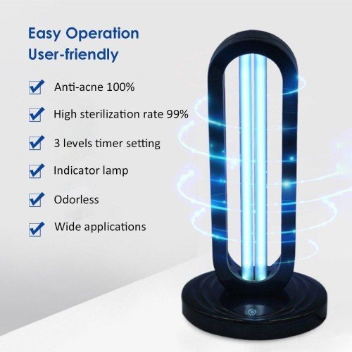 A C 220 V 38 W 254NM UV+ Ozone Timer Sterilizing Light Sterilization Lamp 3 Levels Adjustable T-ime Setting Timing Function Working Modes Indicator Pilot Lamp Design Mini Portable for Home Livng Room Dining Room Bedroom Office